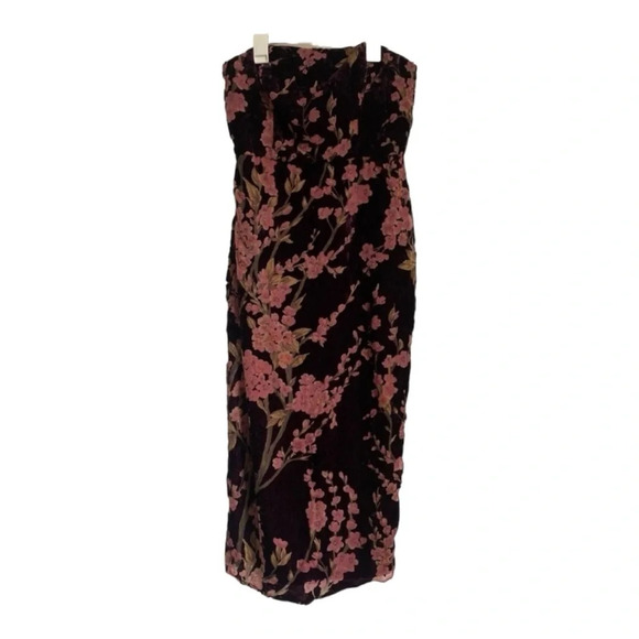 NWT Lulu’s Buy You Flowers Floral Print Velvet Strapless Midi Dress XS #0177 - Picture 8 of 9